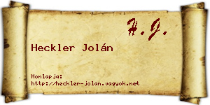 Heckler Jolán névjegykártya